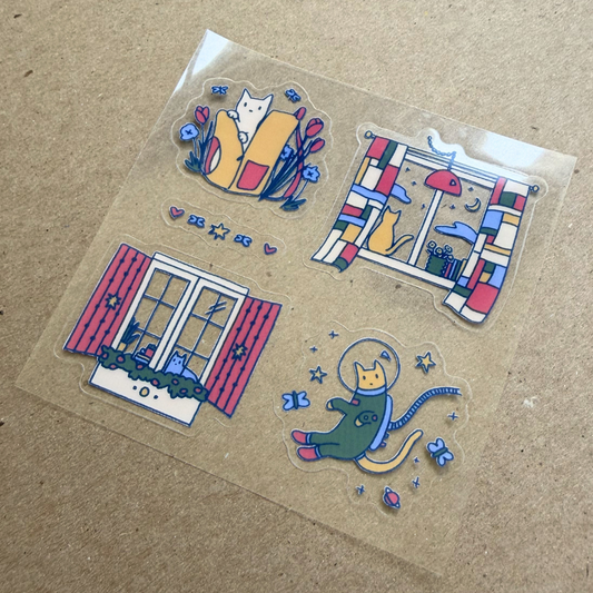 clear cat sticker sheet