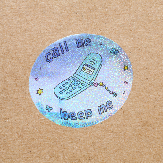 call me glitter sticker