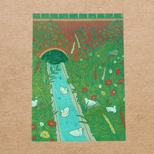 ducks frolicking print