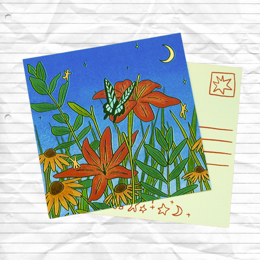 butterfly at dusk postcard