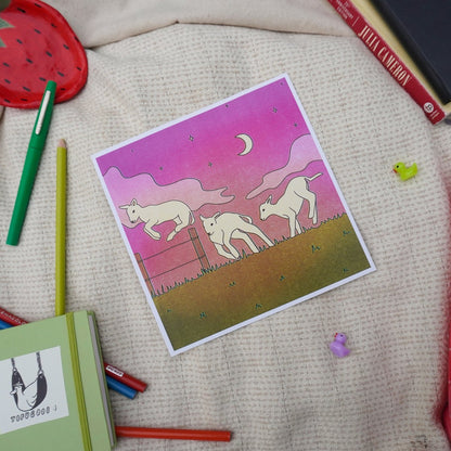 "Goats at sunset" print