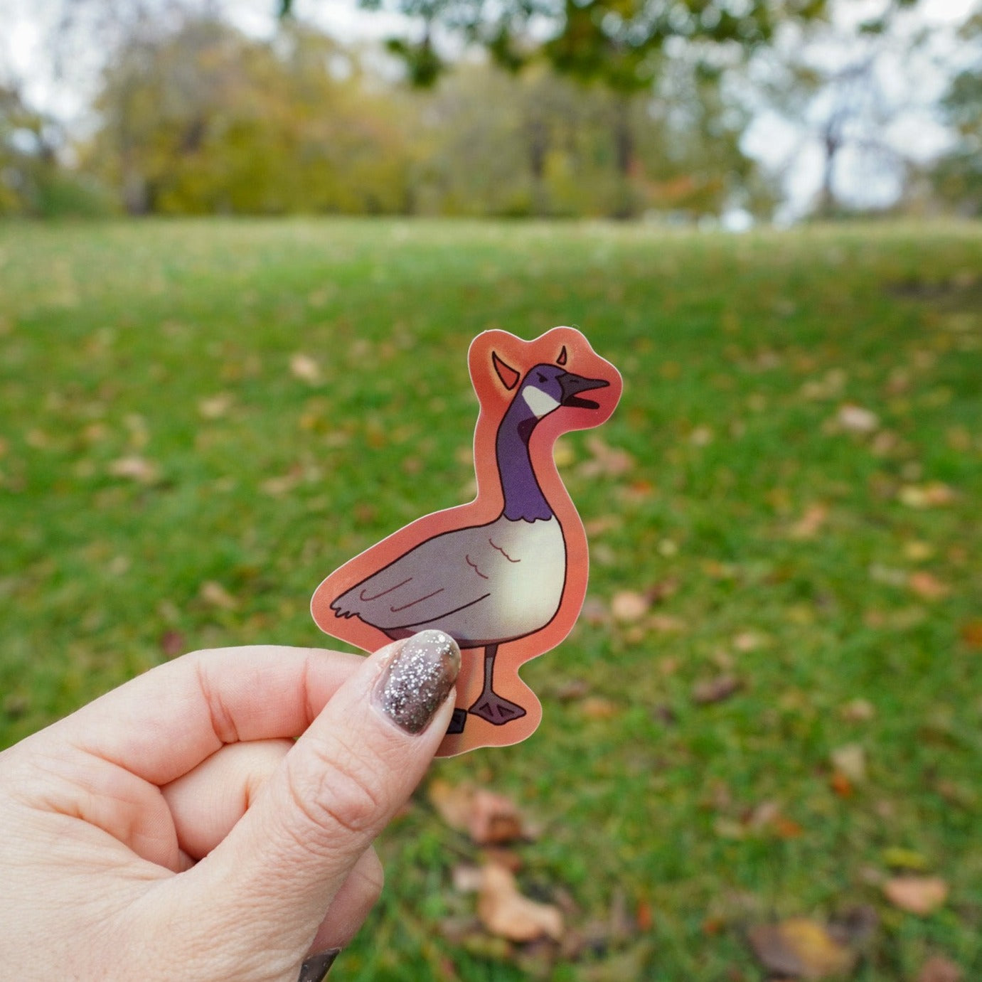 Evil goose holo sticker