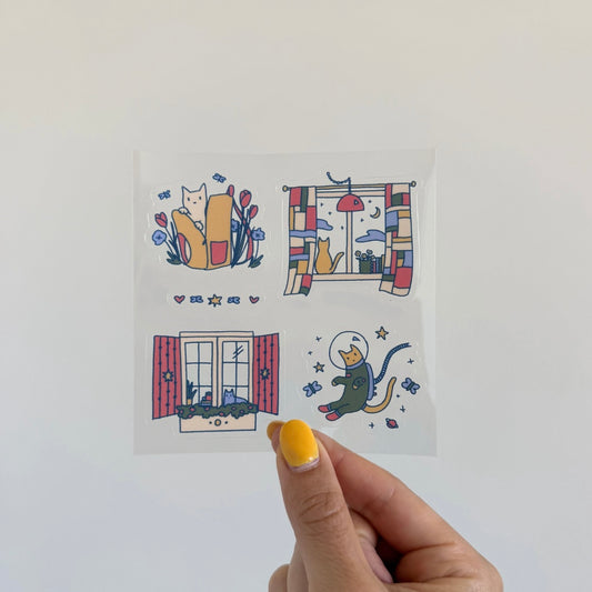 clear cat sticker sheet
