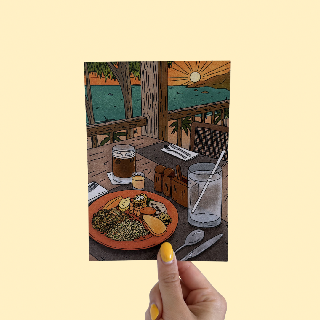 breakfast in paradise postcard