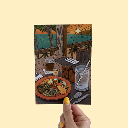 breakfast in paradise postcard