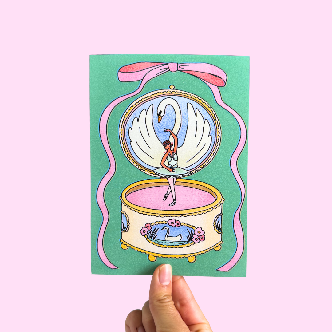 music box postcard