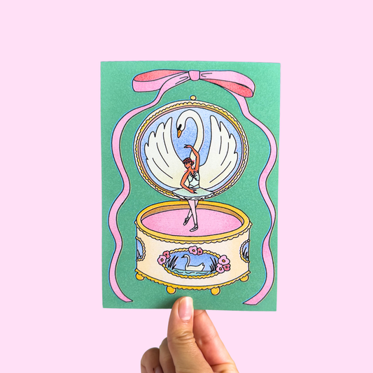 music box postcard