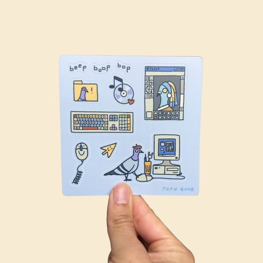 pigeons and puters sticker sheet
