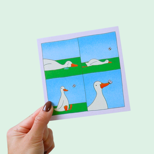 duck and butterfly comic print