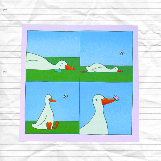 duck and butterfly comic print