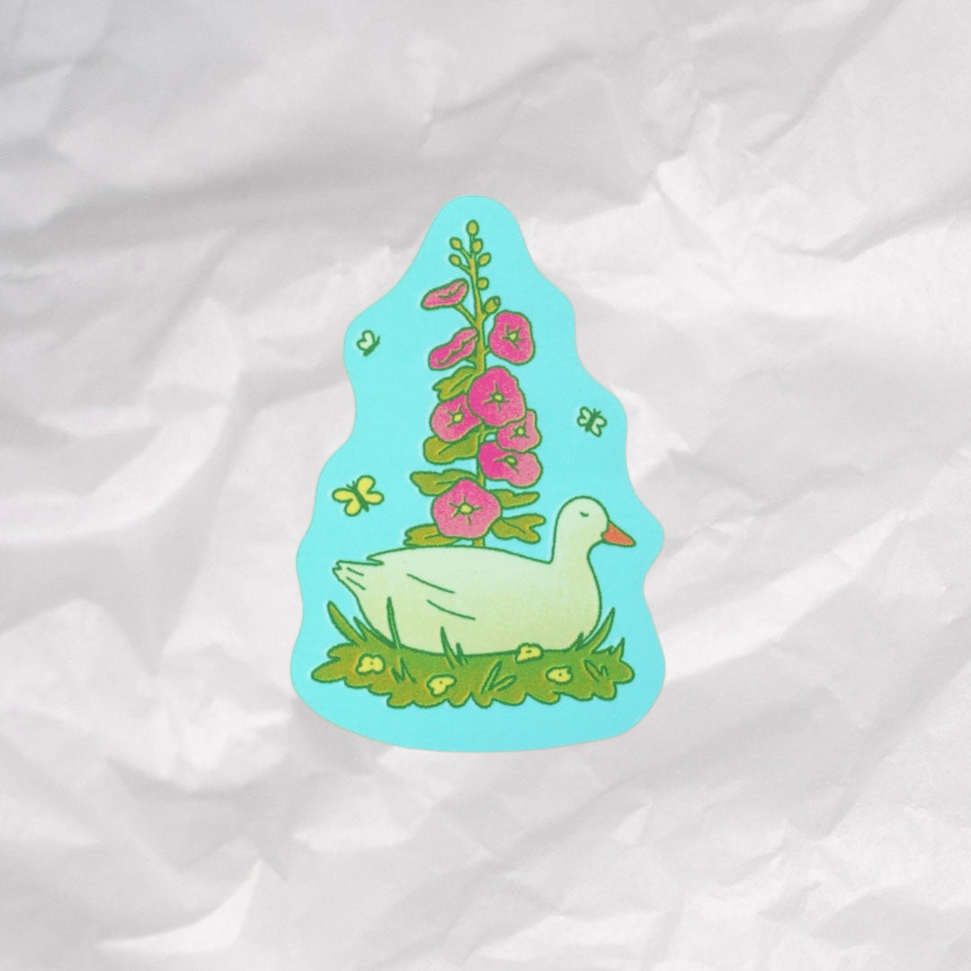 hollyhock duck sticker