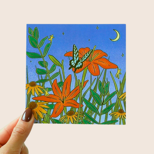 butterfly at dusk postcard